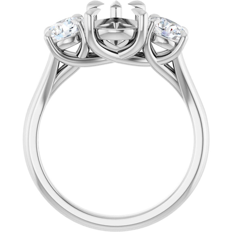 Pear Three-Stone Engagement Ring Semi-Mount - gallery - Series 126342