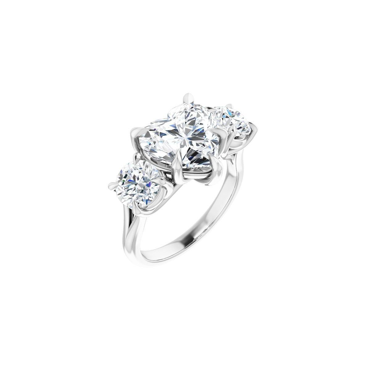 Natural Diamond Heart Three-Stone Engagement Ring Semi-Mount - Platinum - Series 126342