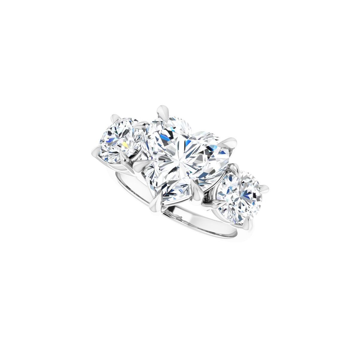 Heart Three-Stone Engagement Ring Semi-Mount - gallery - Series 126342