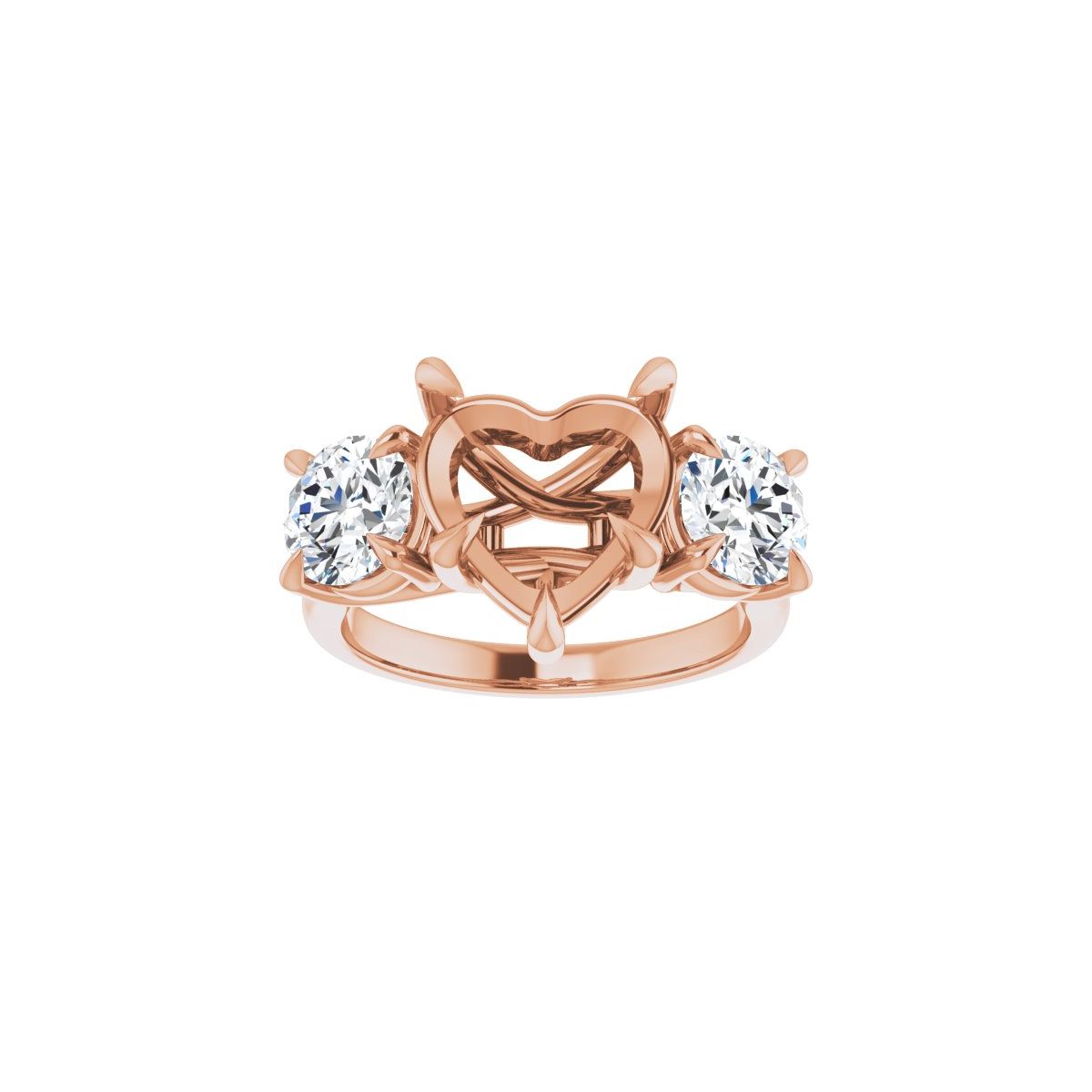 Heart Three-Stone Engagement Ring Semi-Mount - gallery - Series 126342
