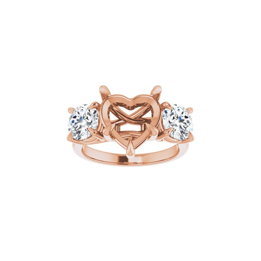 Heart Three-Stone Engagement Ring Semi-Mount - gallery - Series 126342