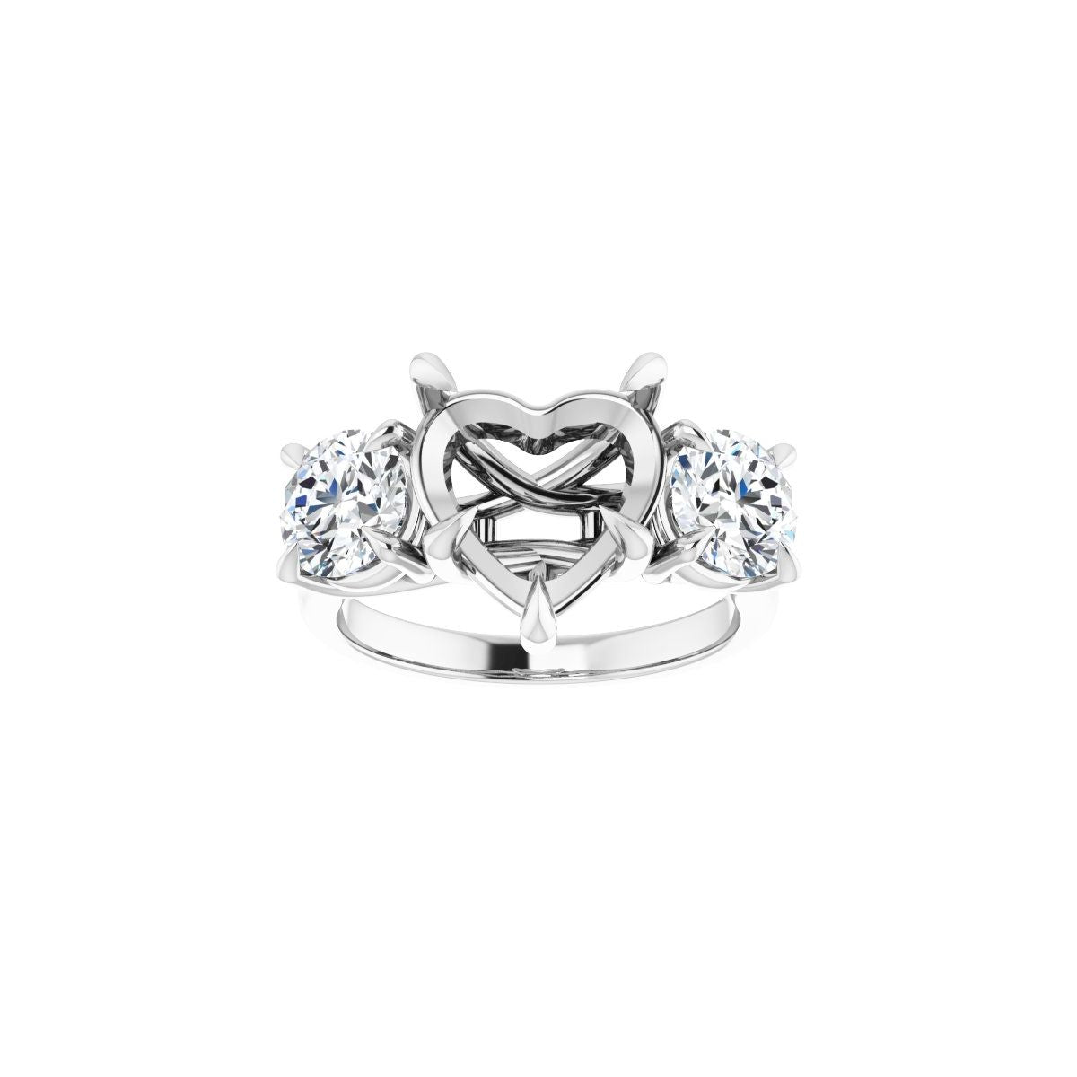 Heart Three-Stone Engagement Ring Semi-Mount - gallery - Series 126342