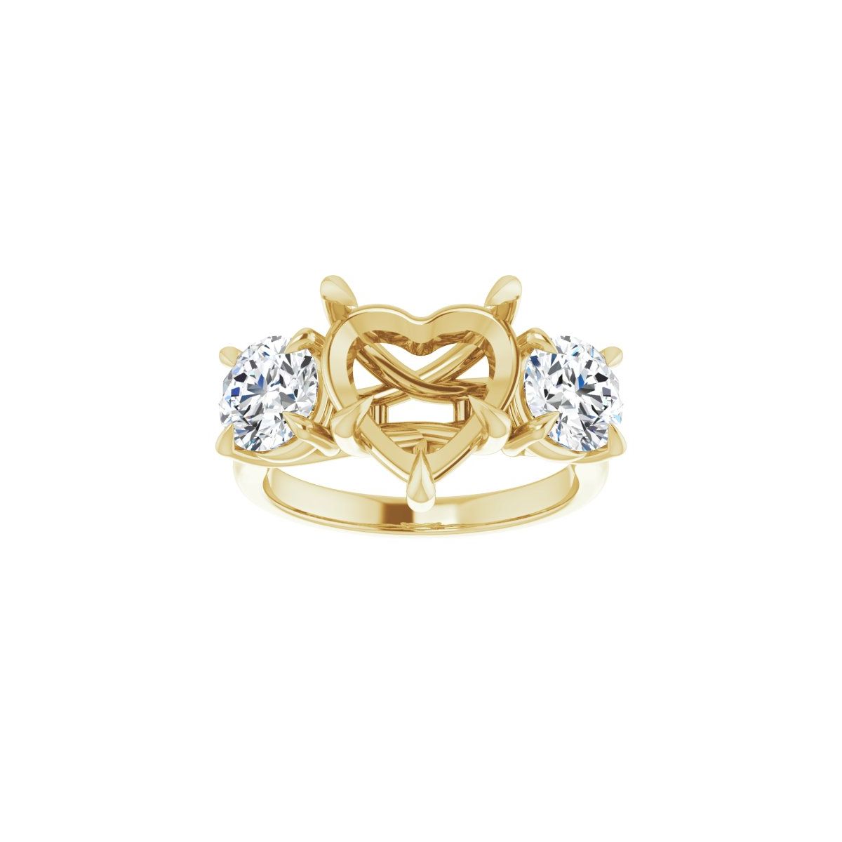 Heart Three-Stone Engagement Ring Semi-Mount - gallery - Series 126342