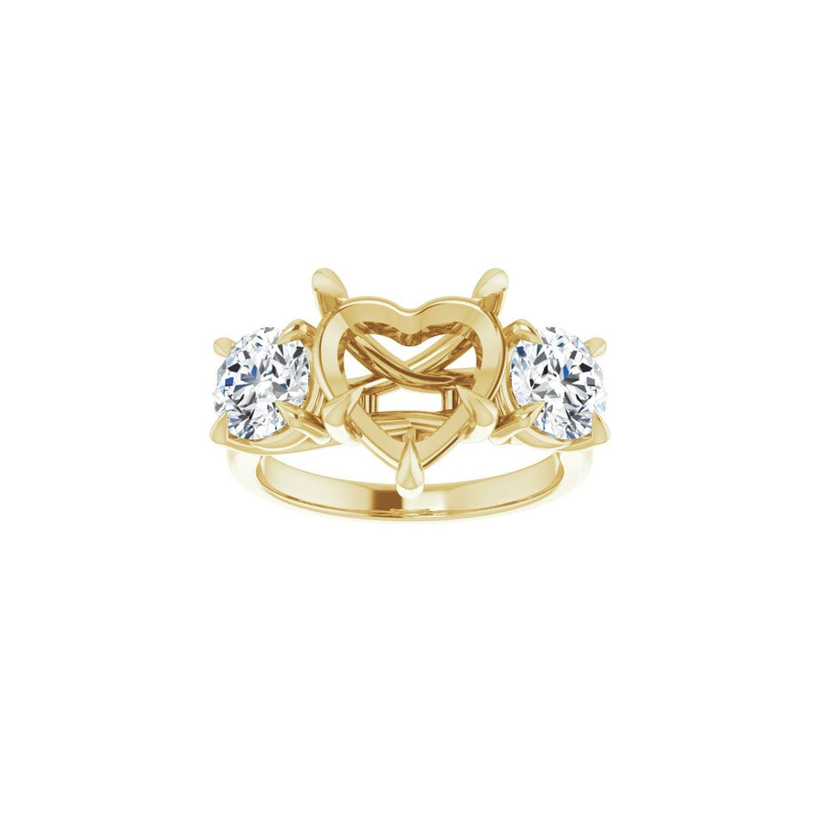 Heart Three-Stone Engagement Ring Semi-Mount - gallery - Series 126342
