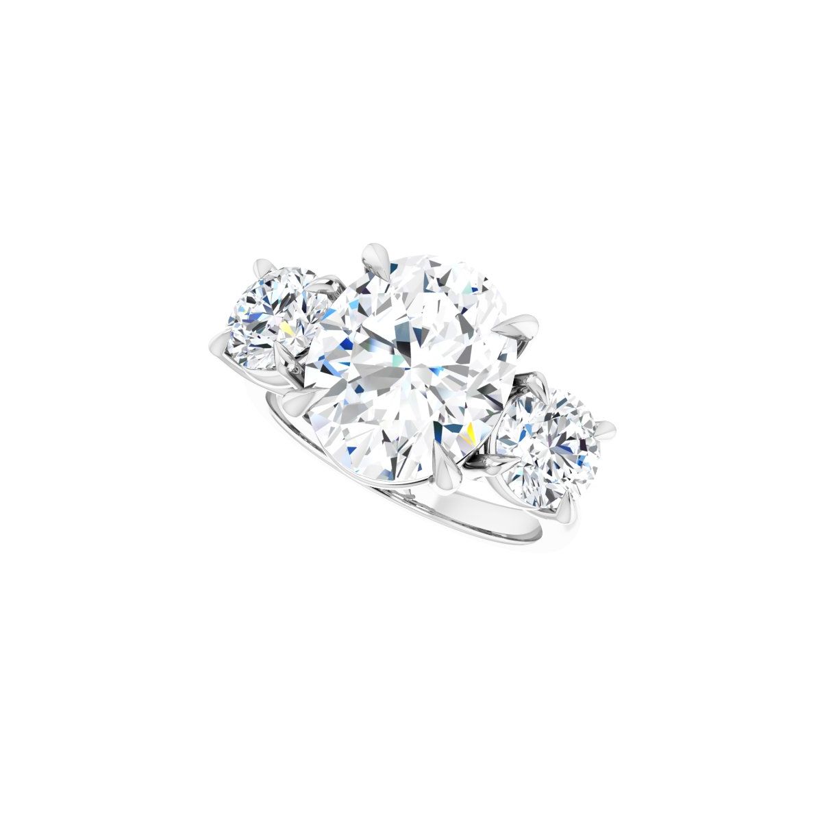 Oval Three-Stone Engagement Ring Semi-Mount - gallery - Series 126342