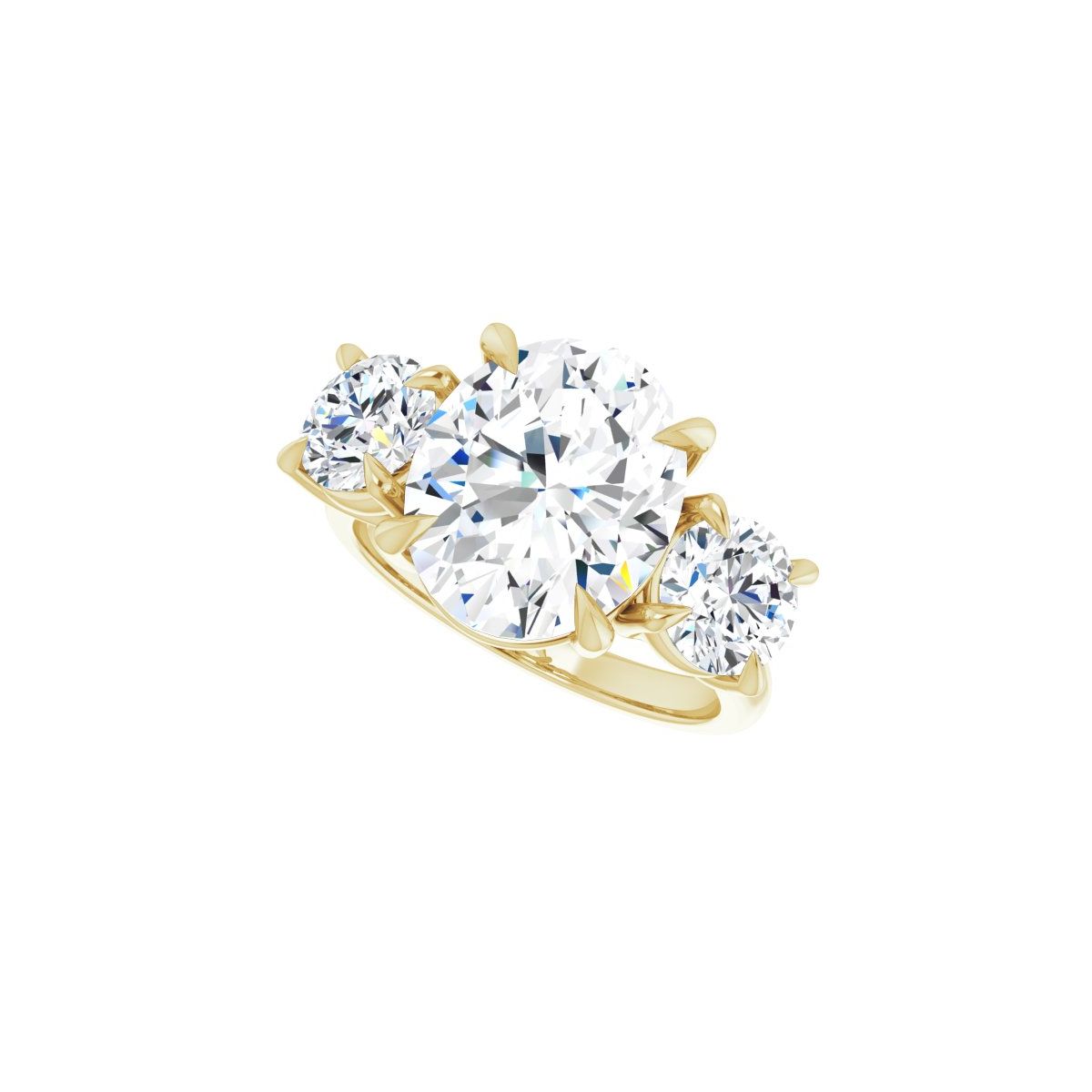 Oval Three-Stone Engagement Ring Semi-Mount - gallery - Series 126342