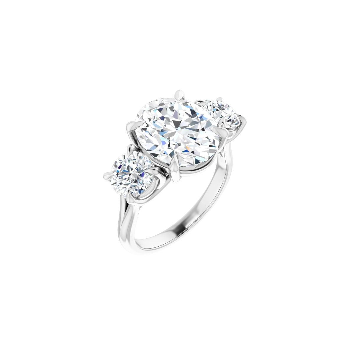 Natural Diamond Oval Three-Stone Engagement Ring Semi-Mount - Platinum - Series 126342