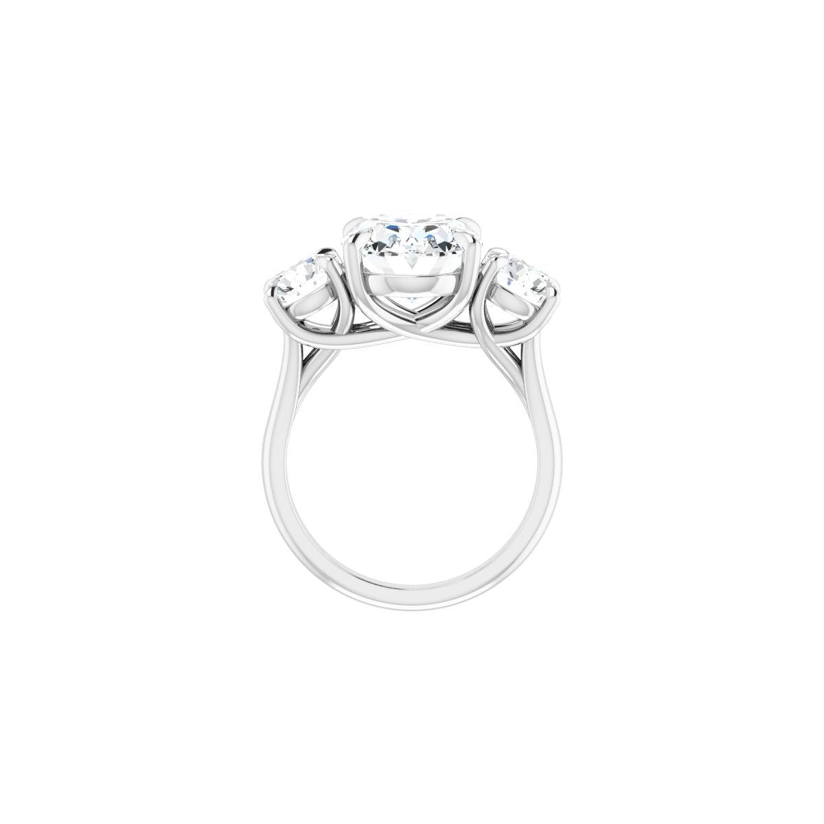 Oval Three-Stone Engagement Ring Semi-Mount - gallery - Series 126342