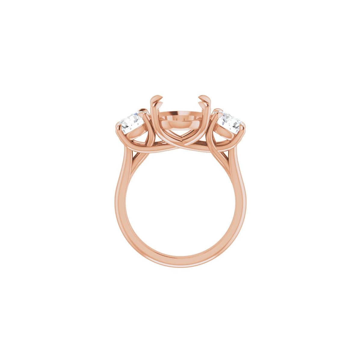Oval Three-Stone Engagement Ring Semi-Mount - gallery - Series 126342