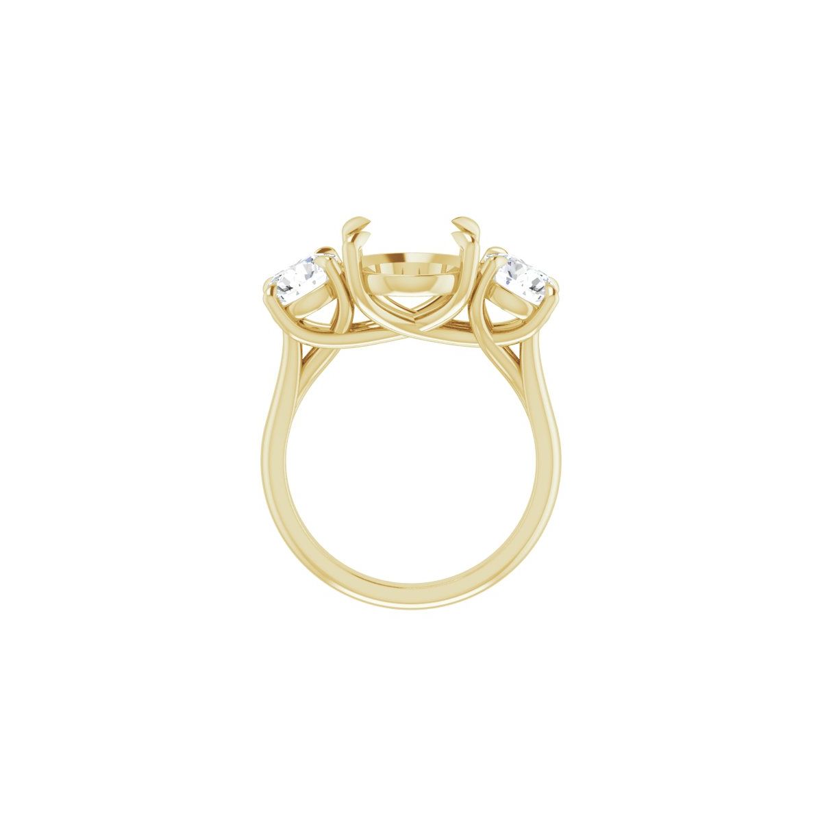Oval Three-Stone Engagement Ring Semi-Mount - gallery - Series 126342