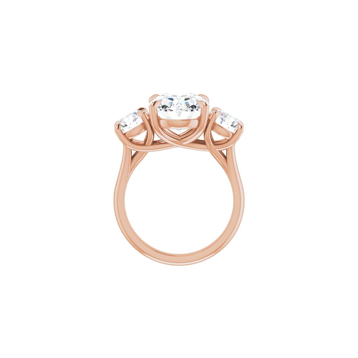 Oval Three-Stone Engagement Ring Semi-Mount - gallery - Series 126342