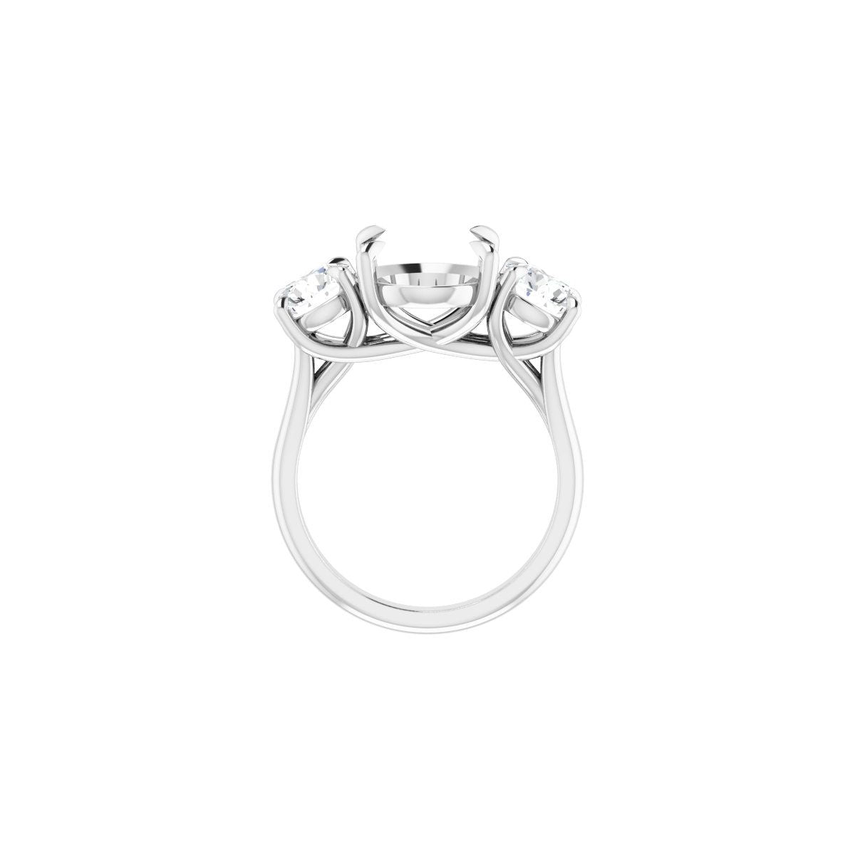 Oval Three-Stone Engagement Ring Semi-Mount - gallery - Series 126342