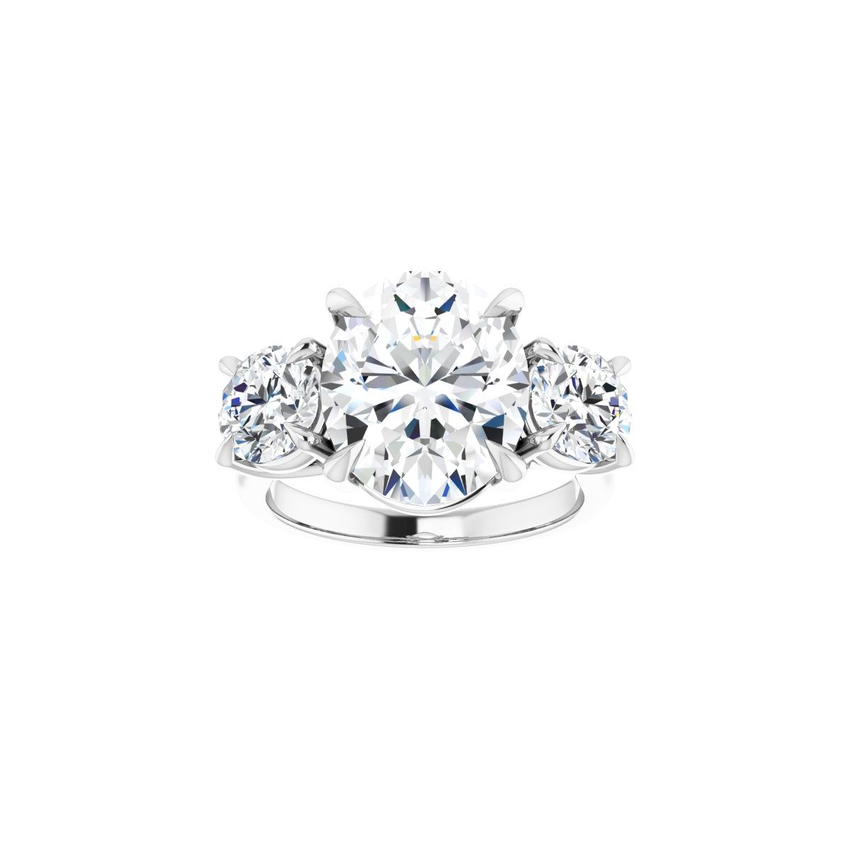 Oval Three-Stone Engagement Ring Semi-Mount - gallery - Series 126342