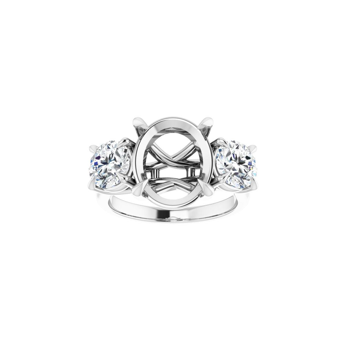 Oval Three-Stone Engagement Ring Semi-Mount - gallery - Series 126342