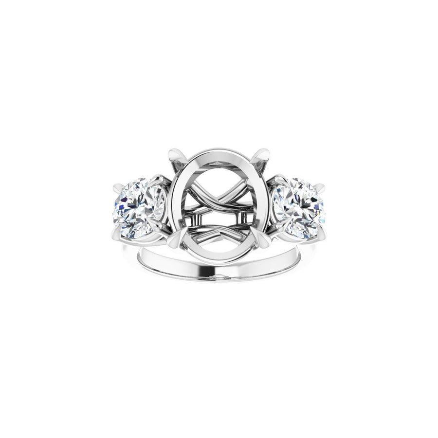 Oval Three-Stone Engagement Ring Semi-Mount - gallery - Series 126342