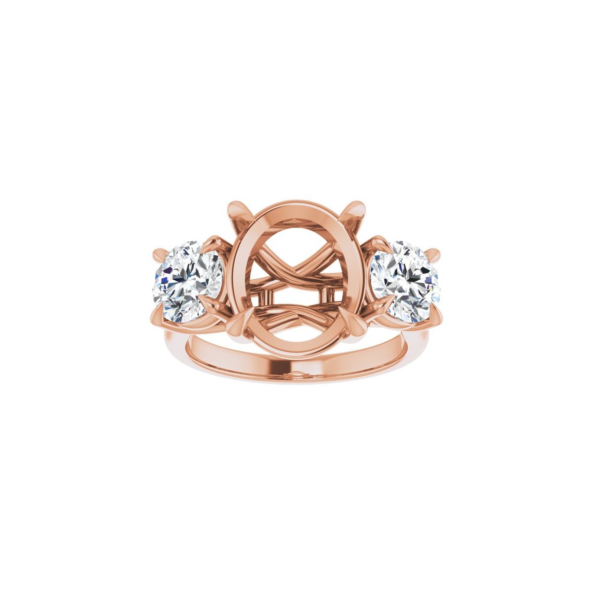 Oval Three-Stone Engagement Ring Semi-Mount - gallery - Series 126342