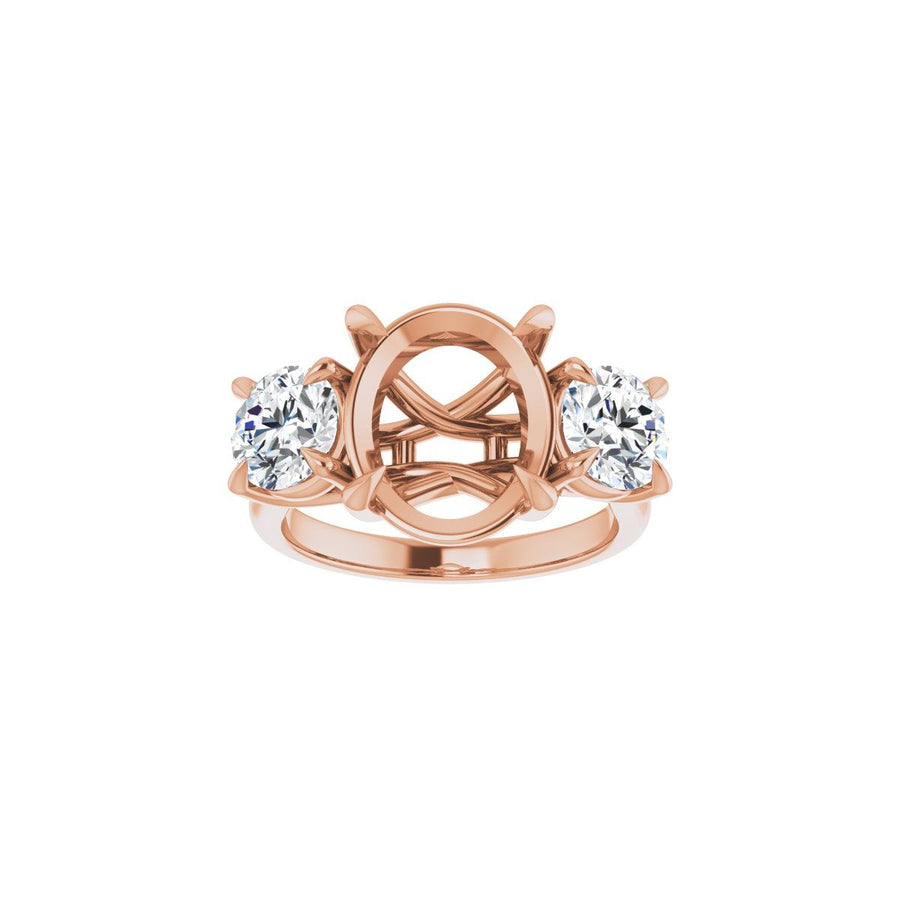 Oval Three-Stone Engagement Ring Semi-Mount - gallery - Series 126342