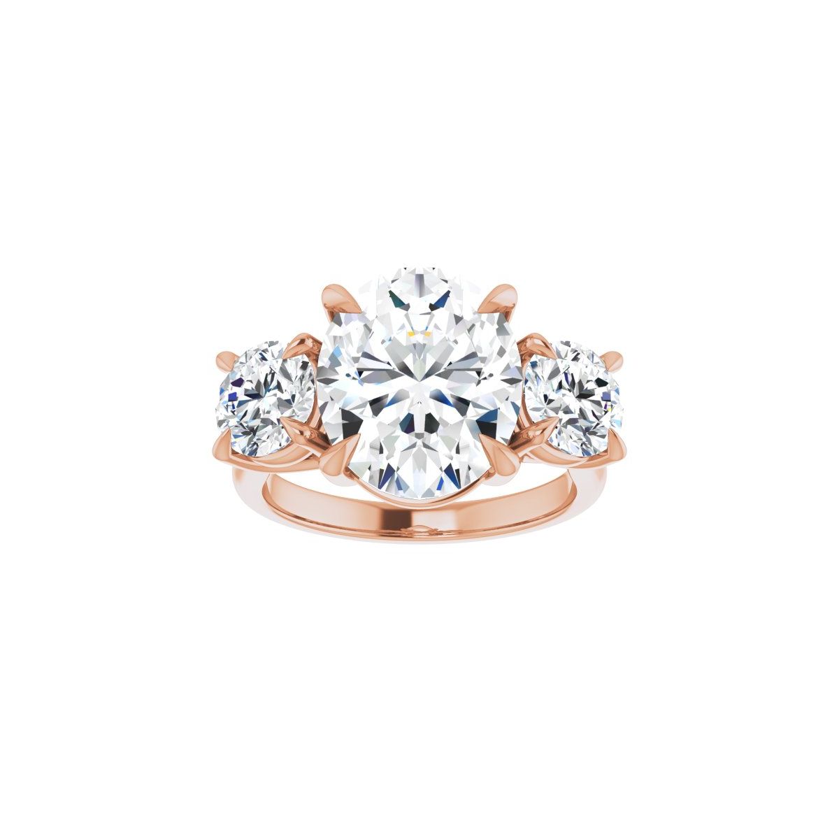 Oval Three-Stone Engagement Ring Semi-Mount - gallery - Series 126342