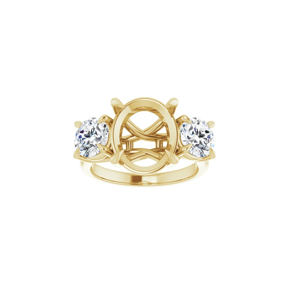 Oval Three-Stone Engagement Ring Semi-Mount - gallery - Series 126342