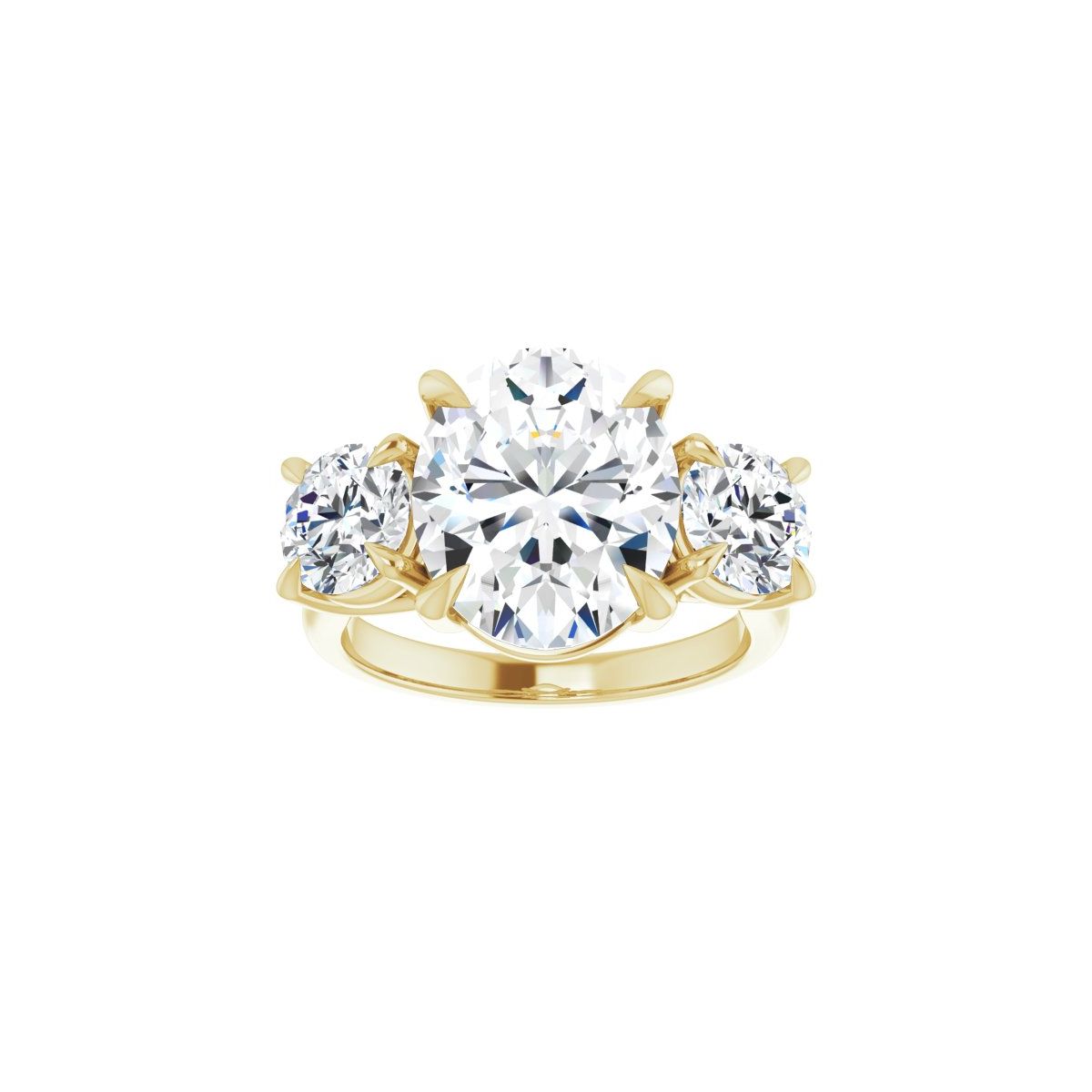 Oval Three-Stone Engagement Ring Semi-Mount - gallery - Series 126342
