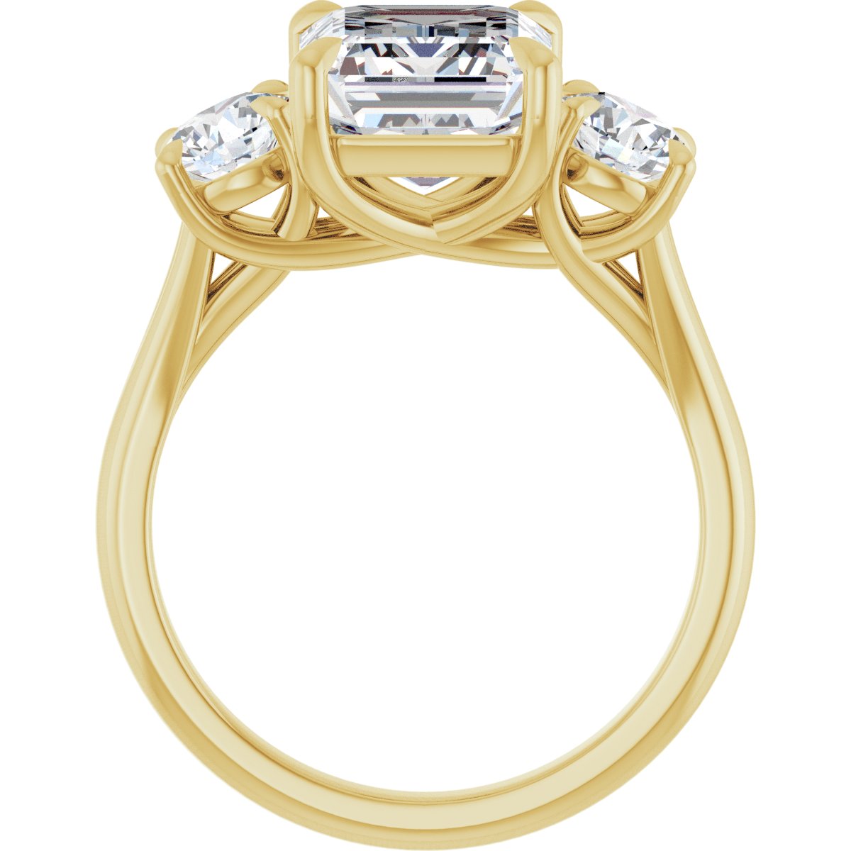 Emerald Three-Stone Engagement Ring Semi-Mount - gallery - Series 126342