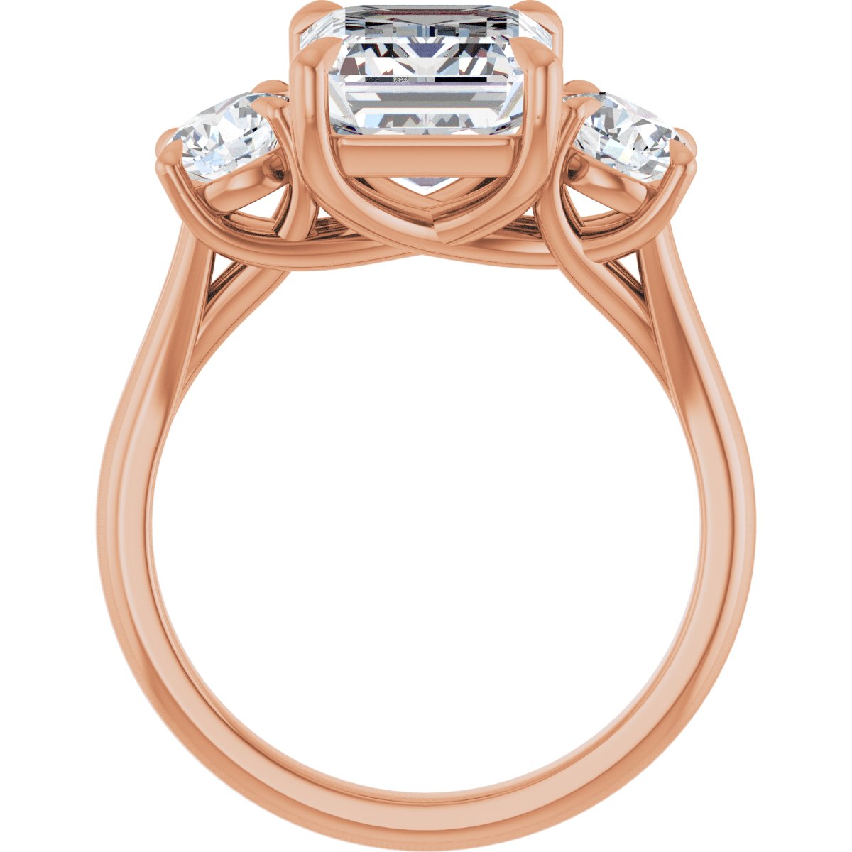 Emerald Three-Stone Engagement Ring Semi-Mount - gallery - Series 126342