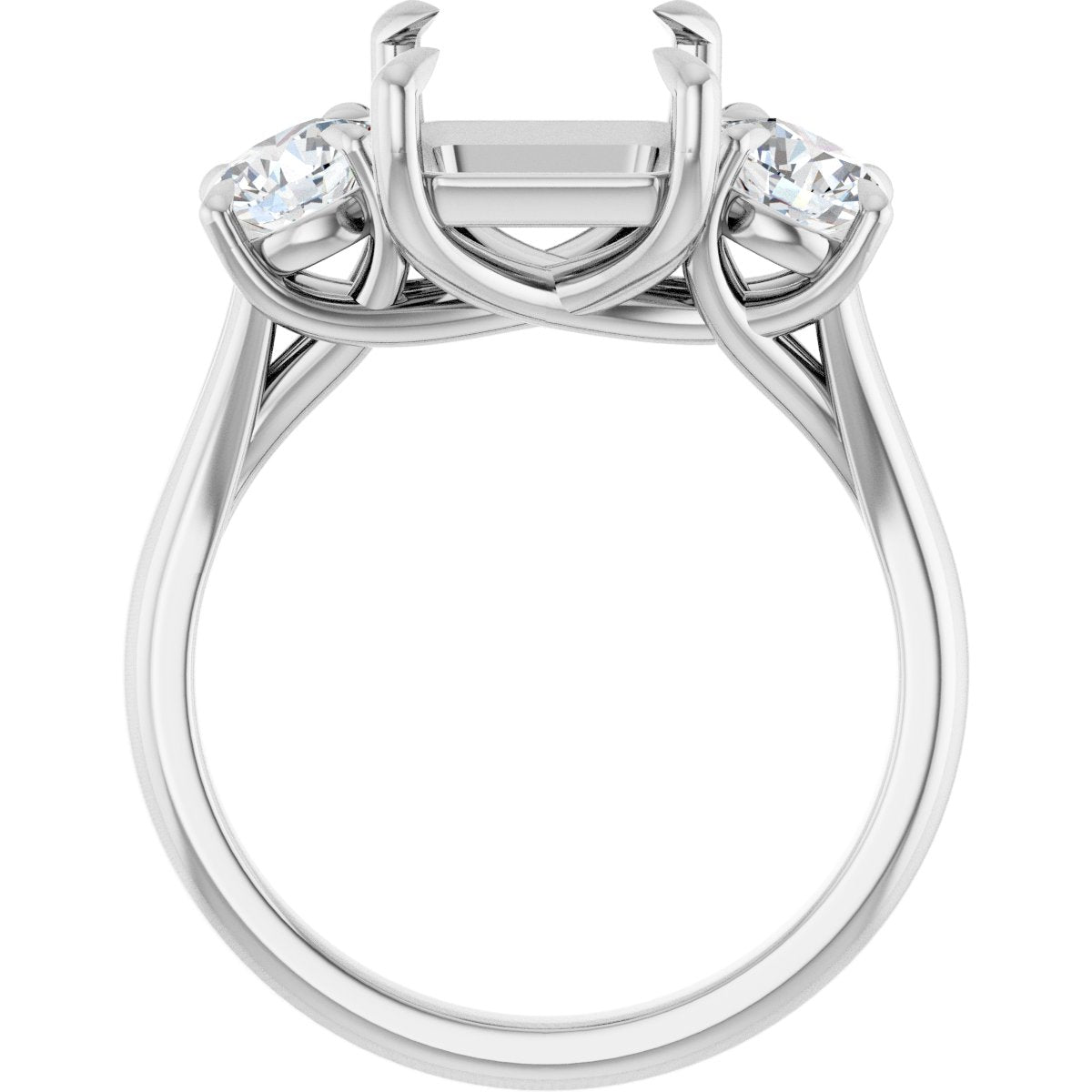 Emerald Three-Stone Engagement Ring Semi-Mount - gallery - Series 126342