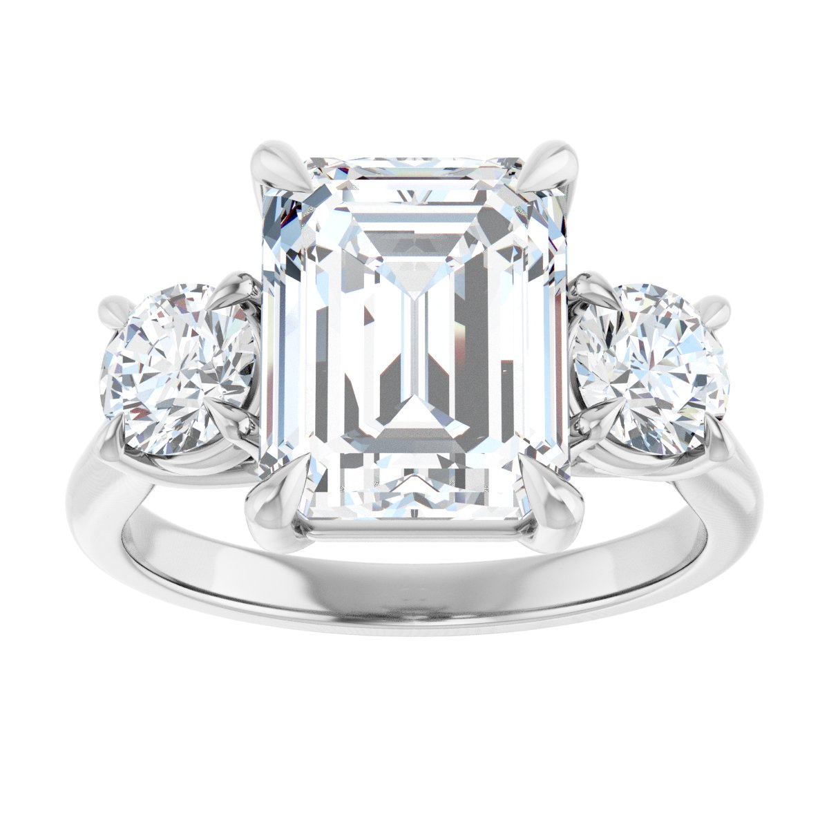 Emerald Three-Stone Engagement Ring Semi-Mount - gallery - Series 126342
