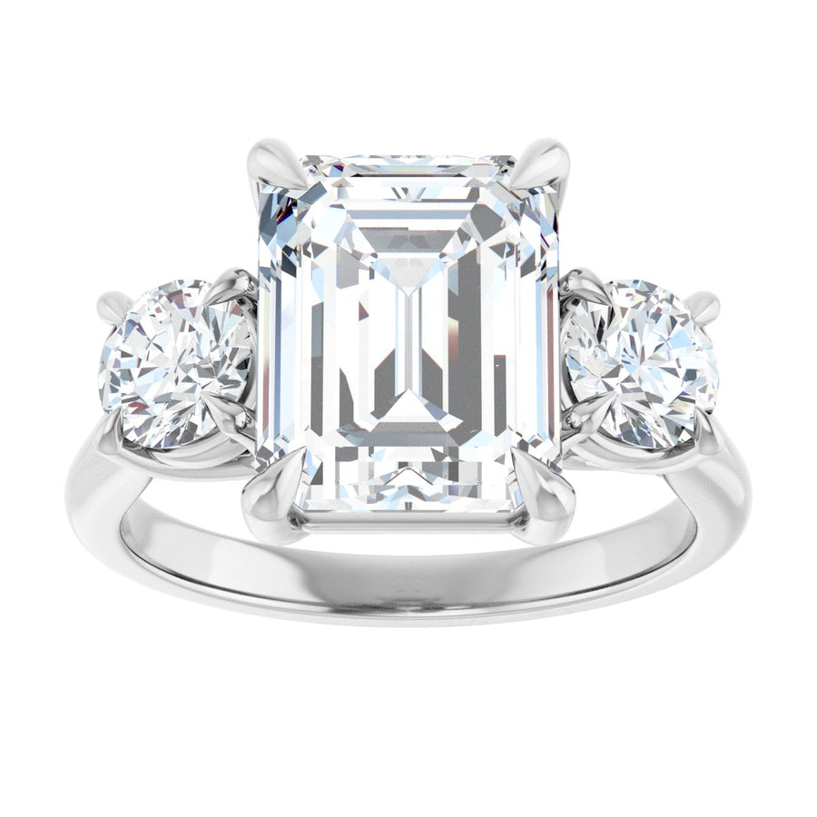 Emerald Three-Stone Engagement Ring Semi-Mount - gallery - Series 126342