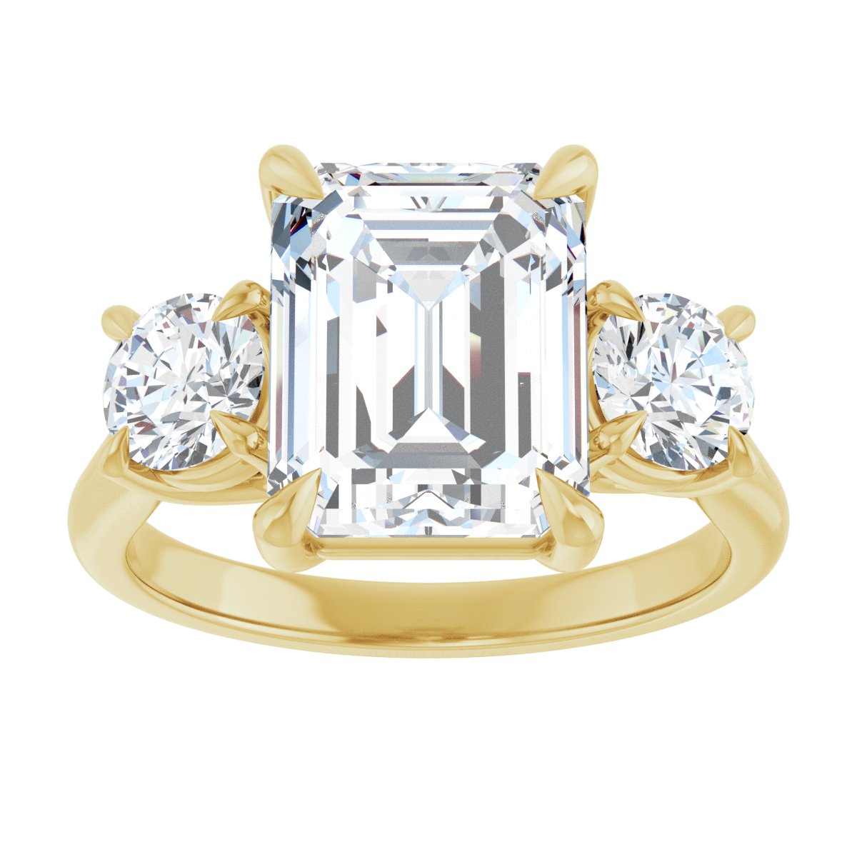 Emerald Three-Stone Engagement Ring Semi-Mount - gallery - Series 126342