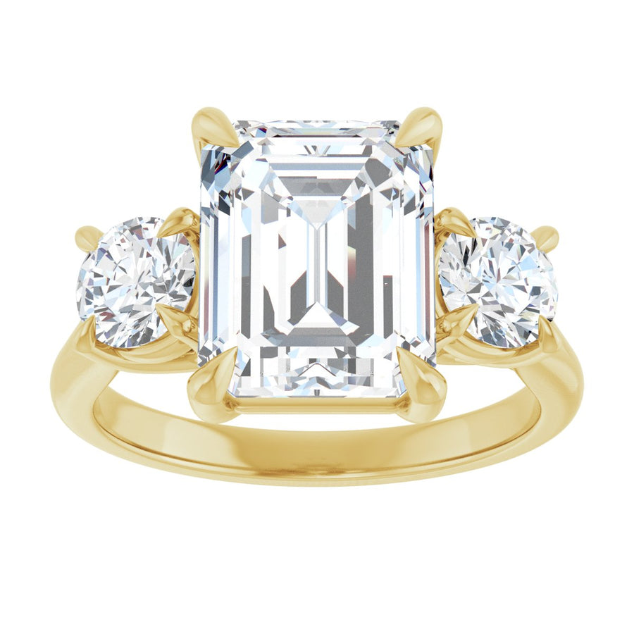 Emerald Three-Stone Engagement Ring Semi-Mount - gallery - Series 126342