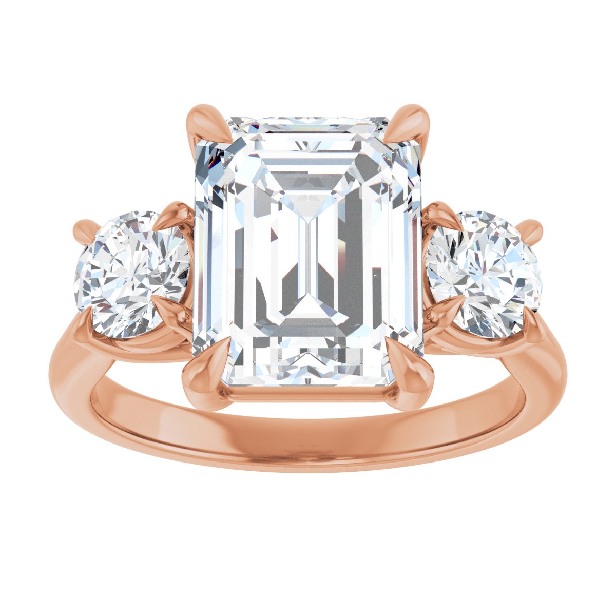 Emerald Three-Stone Engagement Ring Semi-Mount - gallery - Series 126342
