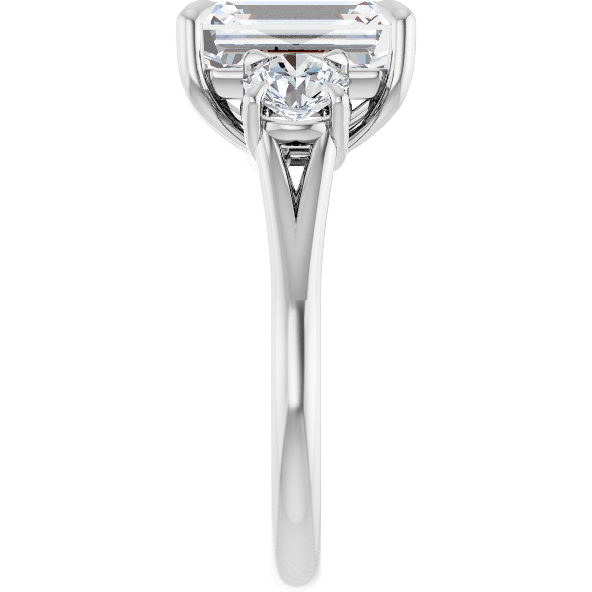 Emerald Three-Stone Engagement Ring Semi-Mount - gallery - Series 126342