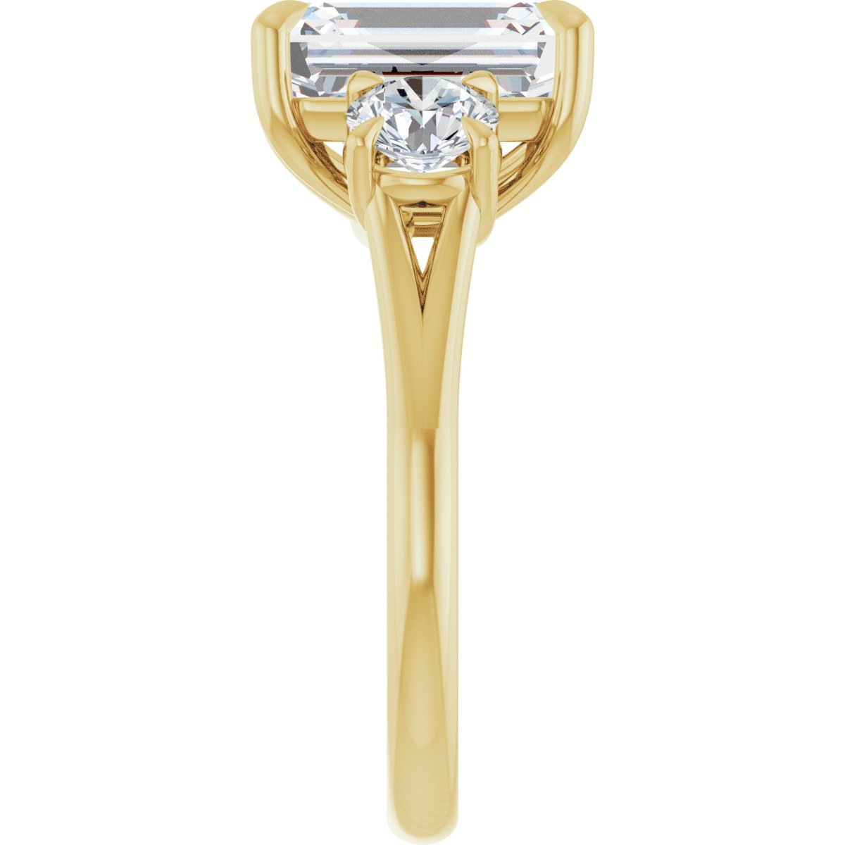 Emerald Three-Stone Engagement Ring Semi-Mount - gallery - Series 126342