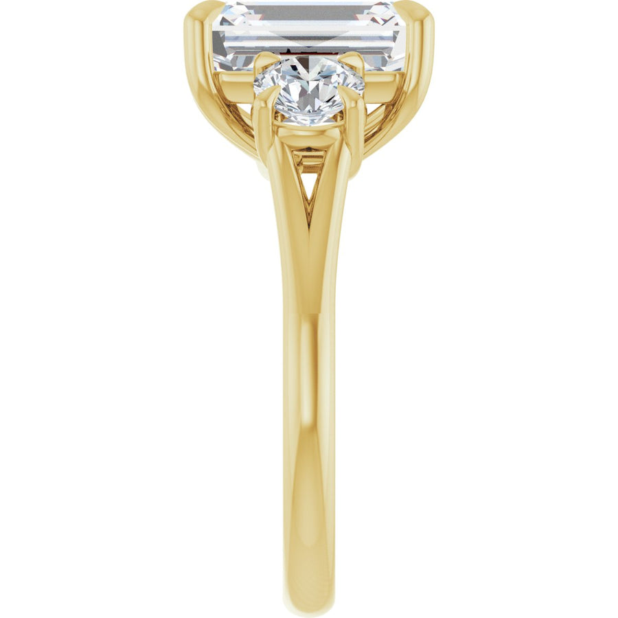 Emerald Three-Stone Engagement Ring Semi-Mount - gallery - Series 126342