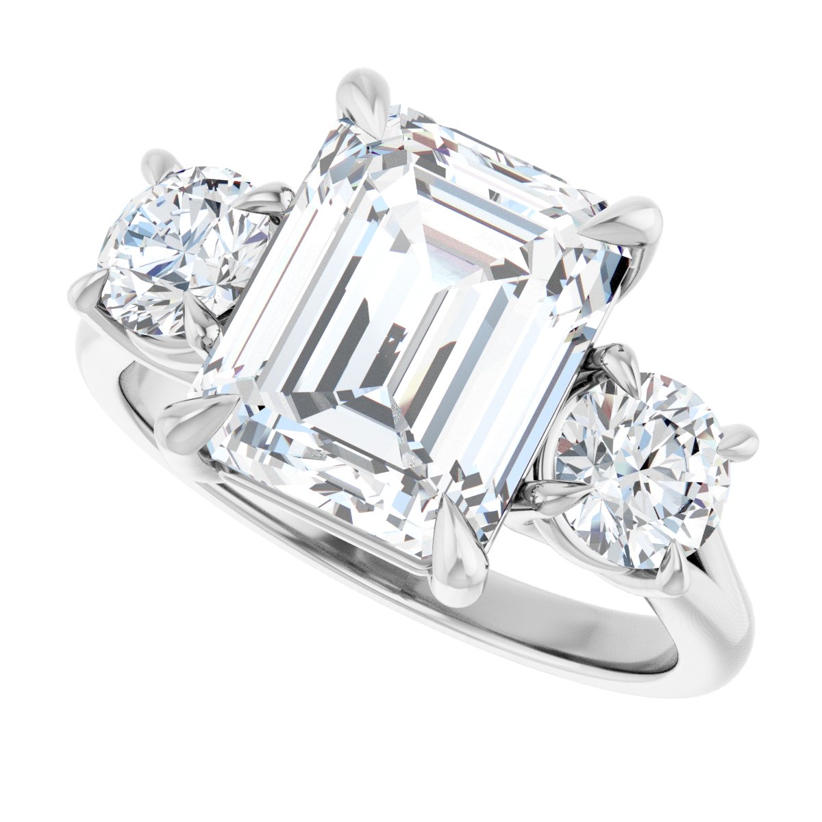 Emerald Three-Stone Engagement Ring Semi-Mount - gallery - Series 126342