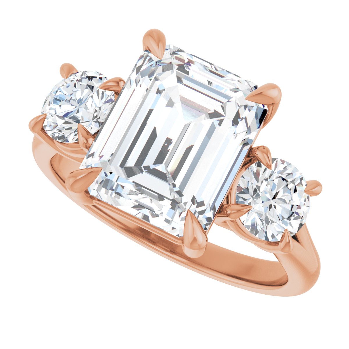 Emerald Three-Stone Engagement Ring Semi-Mount - gallery - Series 126342