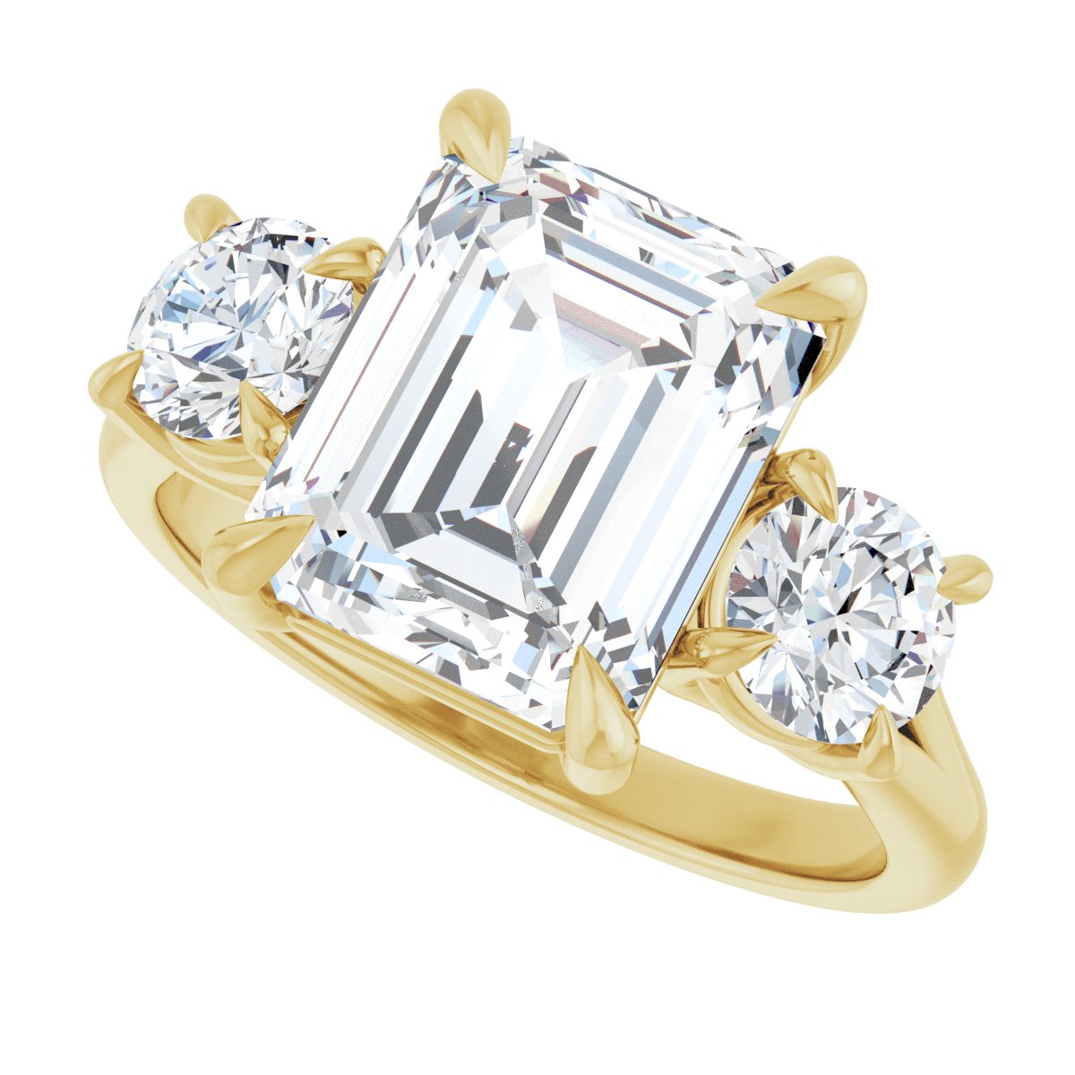 Emerald Three-Stone Engagement Ring Semi-Mount - gallery - Series 126342