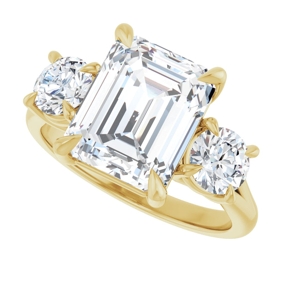 Emerald Three-Stone Engagement Ring Semi-Mount - gallery - Series 126342
