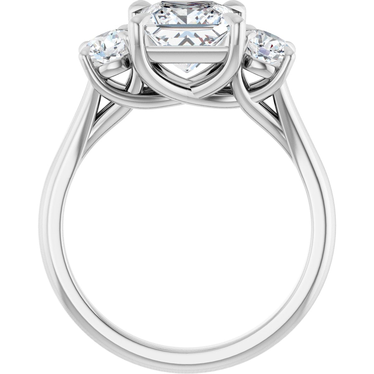 Square Three-Stone Engagement Ring Semi-Mount - gallery - Series 126342