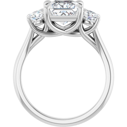 Square Three-Stone Engagement Ring Semi-Mount - gallery - Series 126342