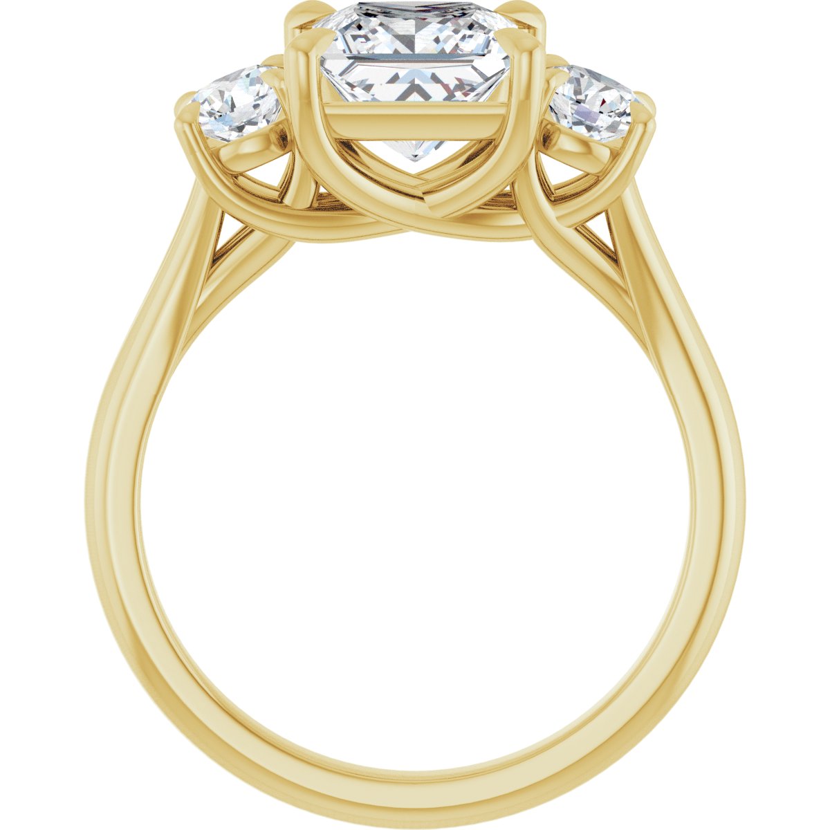 Square Three-Stone Engagement Ring Semi-Mount - gallery - Series 126342