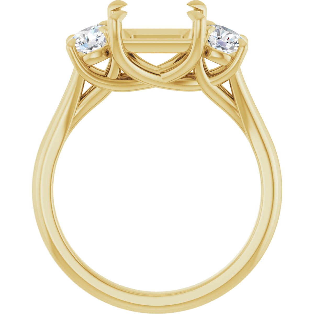 Square Three-Stone Engagement Ring Semi-Mount - gallery - Series 126342