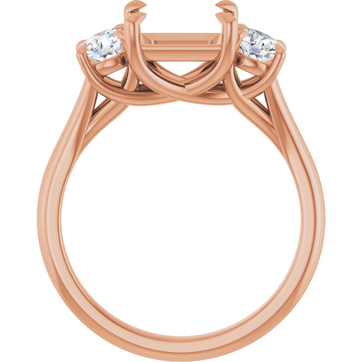 Square Three-Stone Engagement Ring Semi-Mount - gallery - Series 126342