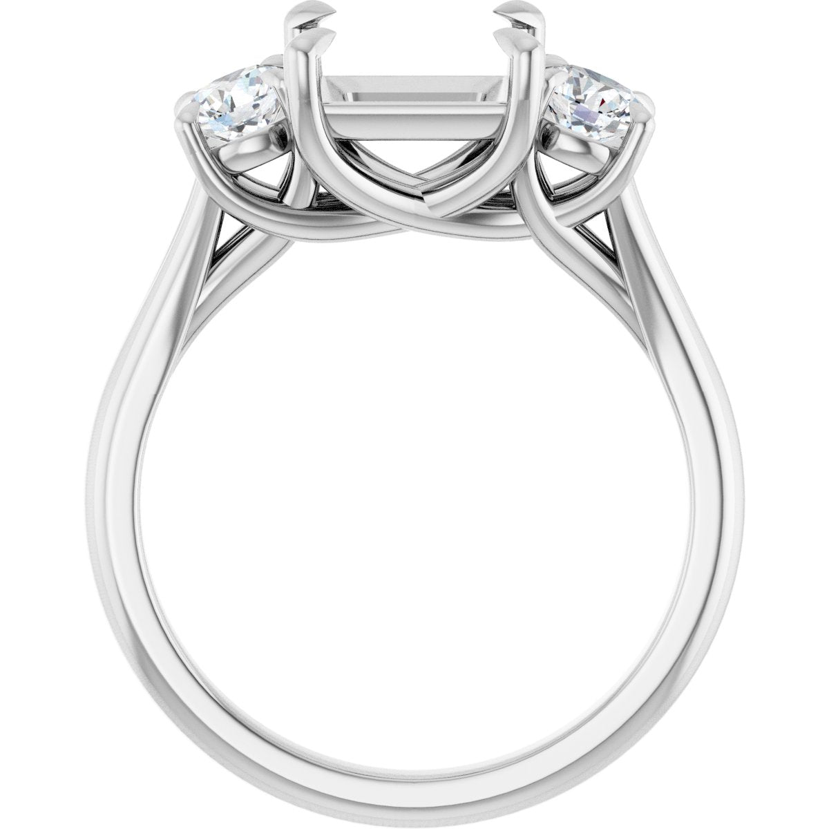 Square Three-Stone Engagement Ring Semi-Mount - gallery - Series 126342