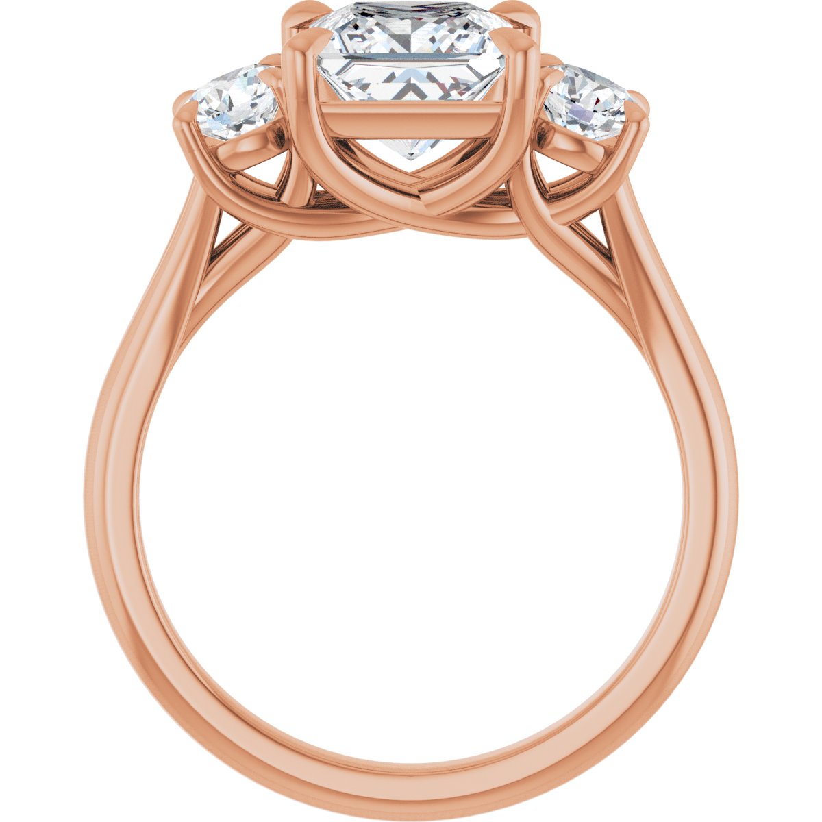 Square Three-Stone Engagement Ring Semi-Mount - gallery - Series 126342