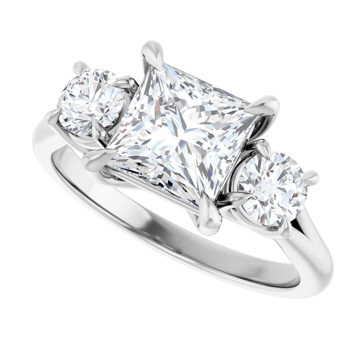 Square Three-Stone Engagement Ring Semi-Mount - gallery - Series 126342