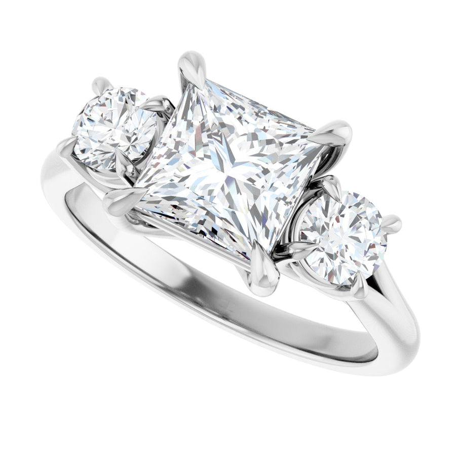 Square Three-Stone Engagement Ring Semi-Mount - gallery - Series 126342
