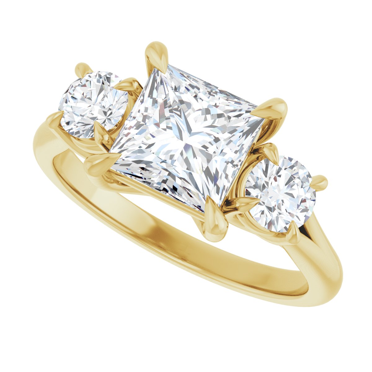 Square Three-Stone Engagement Ring Semi-Mount - gallery - Series 126342