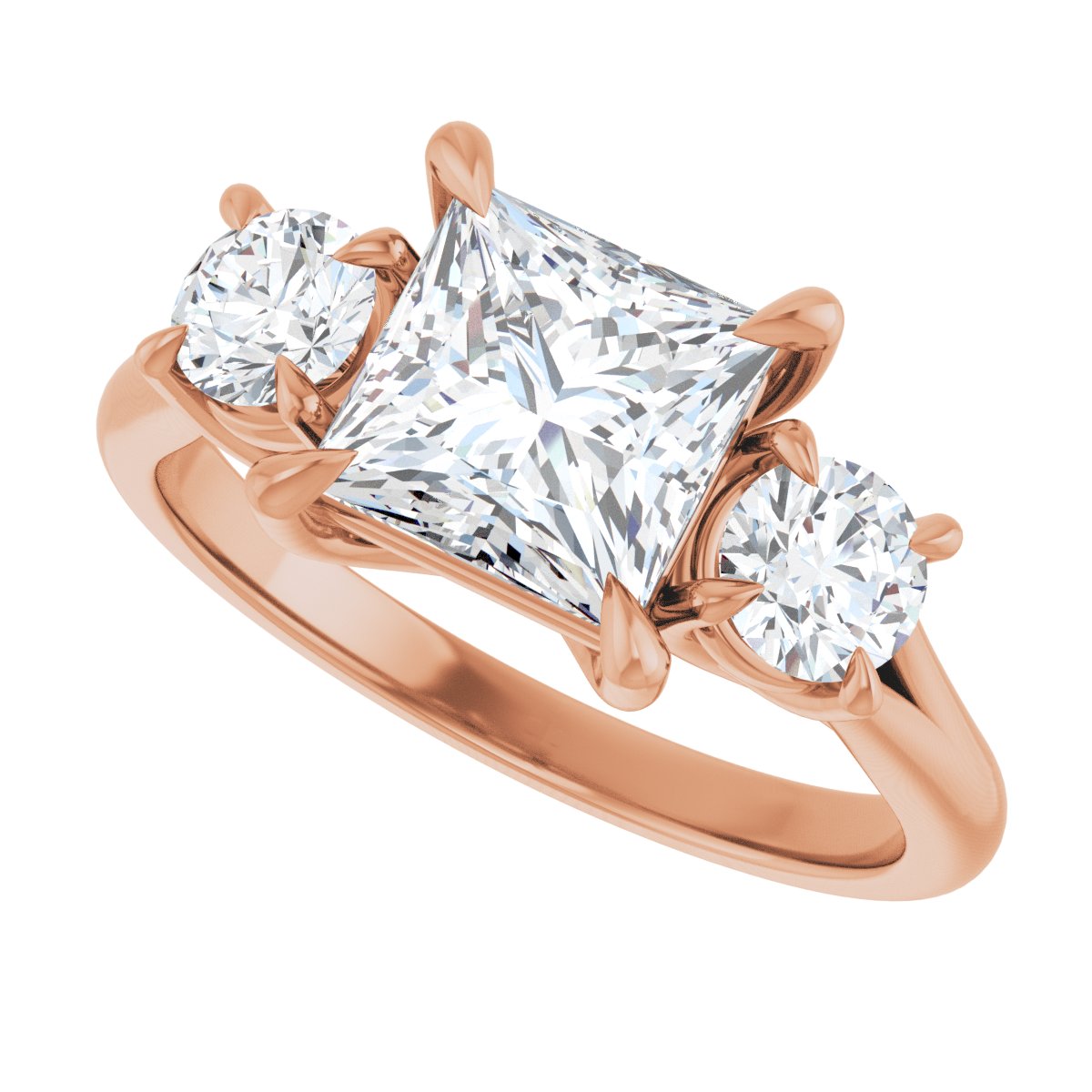 Square Three-Stone Engagement Ring Semi-Mount - gallery - Series 126342